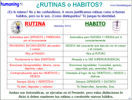 rutinas o habitos